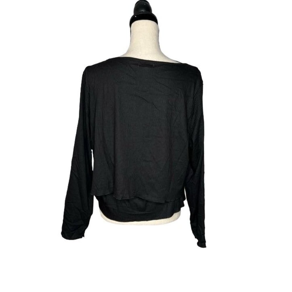 BP Black Scoop Neck Button Front Long Sleeve Sweater Women's Plus Size 3X - Picture 4 of 8